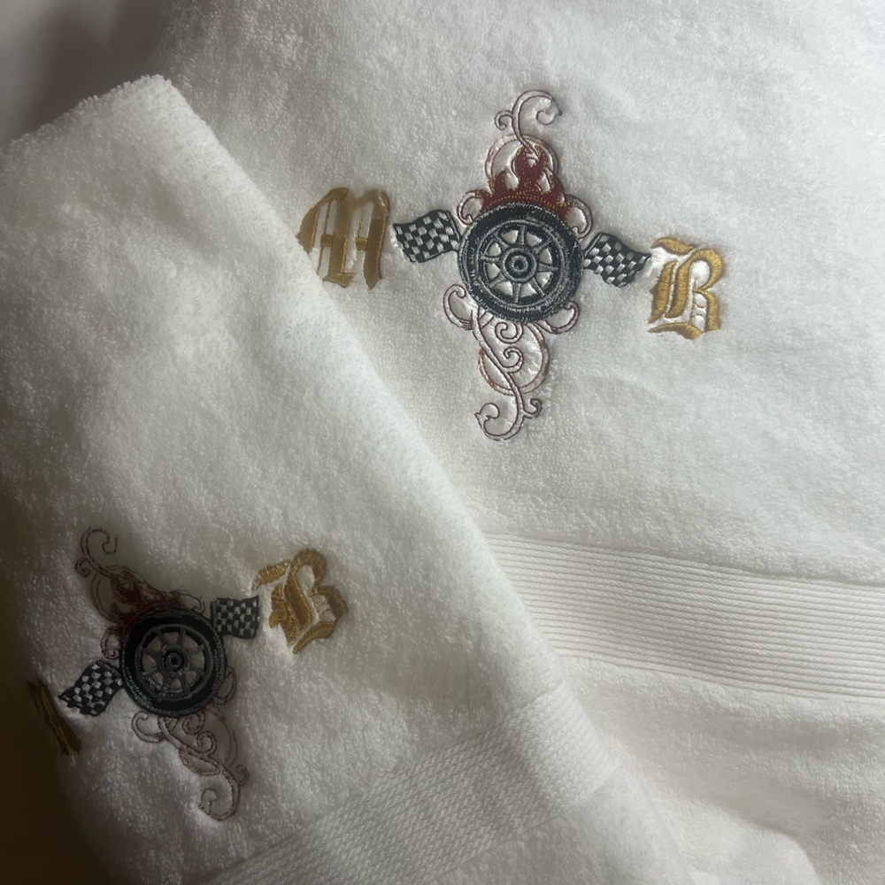Motorcycle Racer Embroidered Towel set New made to order Monogrammed great gifts